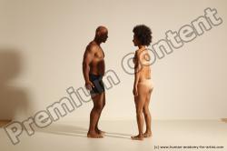 Underwear Gymnastic poses Woman - Man Black Muscular Dancing Dynamic poses Academic